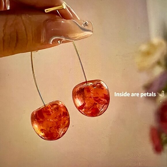 NEW Cherry Gold Drop Earrings - Picture 1 of 6